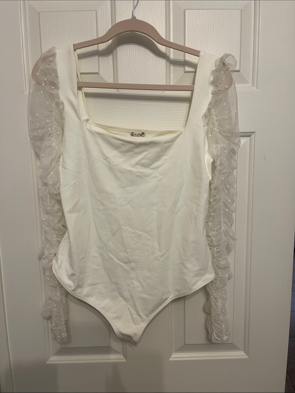 Free People Intimately Lace Ivory Bodysuit S:L